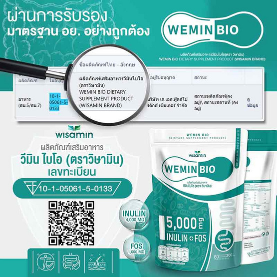 Wisamin WEMIN BIO วีมินไบโอ บรรจุ 60 ซอง 1 ห่อ Wisamin WEMIN BIO วีมินไบโอ บรรจุ 60 ซอง 1 ห่อ