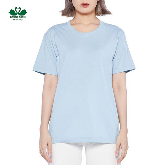 DOUBLE GOOSE เสื้อยืดคอกลม รุ่น Essential สีฟ้า