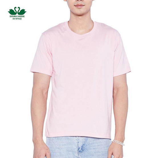 DOUBLE GOOSE เสื้อยืดคอกลม รุ่น Essential สีชมพู