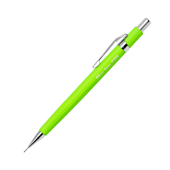 Pentel ดินสอกด P205 Neon Mechanical Pencil ขนาด 0.5มม. ด้ามสีเขียวนีออน