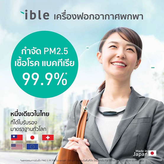 ible เครื่องฟอกอากาศแบบพกพาชนิดไอออน รุ่น M1 Black 50 cm.