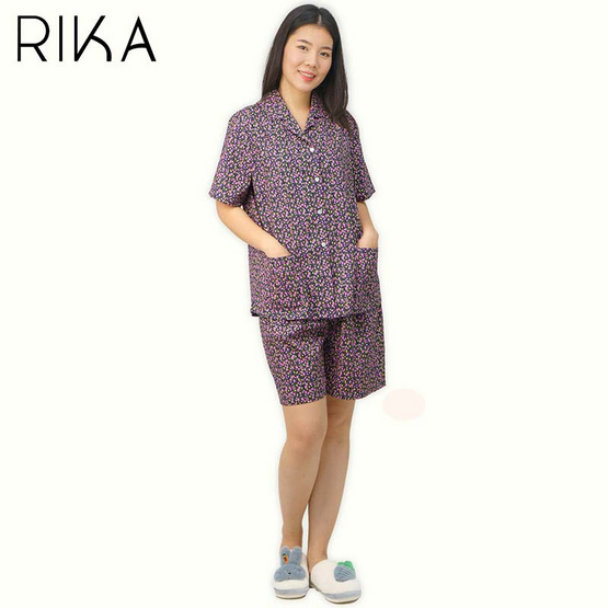 RIKA ชุดนอน ผ้าคอตตอน น่ารักๆ เสื้อ+ กางเกงขาสั้น FV3034