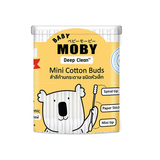 Baby Moby คอตตอนบัตก้านกระดาษหัวเล็ก Mini Cotton Buds 150 ก้าน/กระปุก