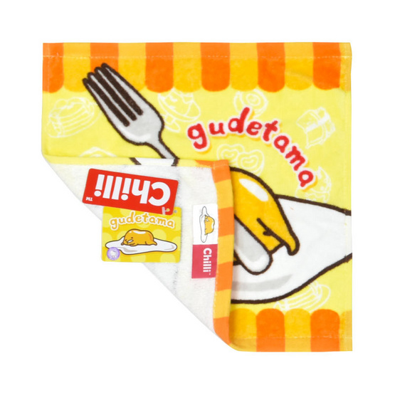 Chilli ผ้าขนหนูลิขสิทธิ์ ขนาด 12x12 นิ้ว Gudetama ช้อนส้อม