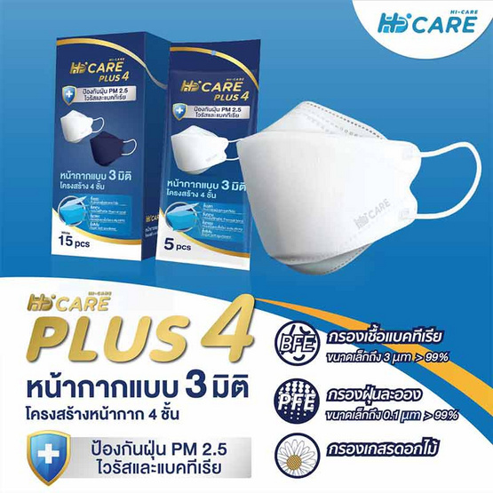 Hi-Care PLUS4 หน้ากากแบบ 3 มิติ(สีเบจ) 5 ชิ้น