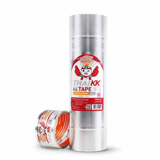 ThaiKK เทปอลูมิเนียมฟอยล์ สีเงินเงา 50มม.x5หลา (6 ม้วน)