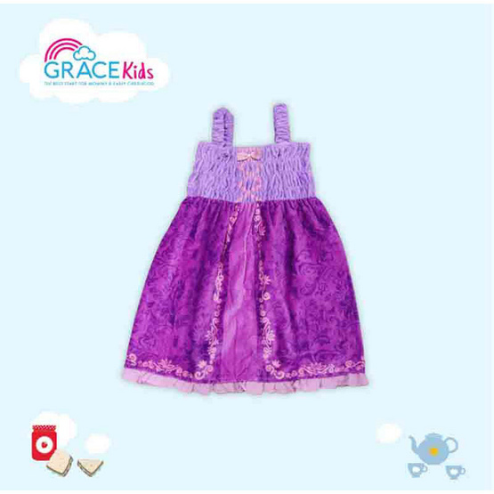 Gracekids ชุดคลุมอาบน้ำเด็ก Disney ผ้าเช็ดตัวชุดเจ้าหญิงราพันเซล (Tangled)