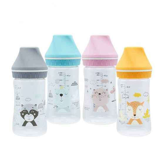 Nuebabe ขวดนมคอกว้าง Buddy Babe 8 ออนซ์ แพ็กคู่ คละสี/คละลาย