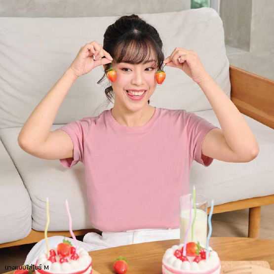 M2S Lifestyle เสื้อยืดคอกลมหญิง ชมพูนมสตรอเบอร์รี่ M2S Lifestyle เสื้อยืดคอกลมหญิง ชมพูนมสตรอเบอร์รี่