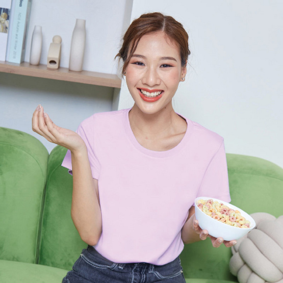 M2S Lifestyle เสื้อยืดคอกลมหญิง ม่วงโซดา M2S Lifestyle เสื้อยืดคอกลมหญิง ม่วงโซดา