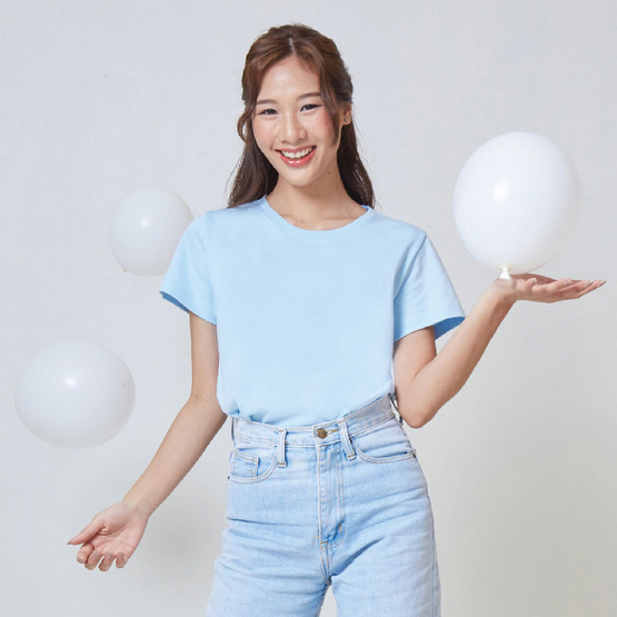M2S Lifestyle เสื้อยืดคอกลมหญิง ฟ้าแป้งเด็ก