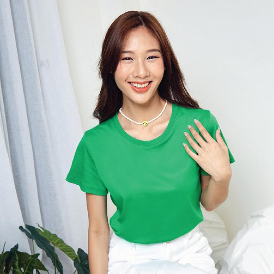 M2S Lifestyle เสื้อยืดคอกลมหญิง เขียวใบโคลเวอร์