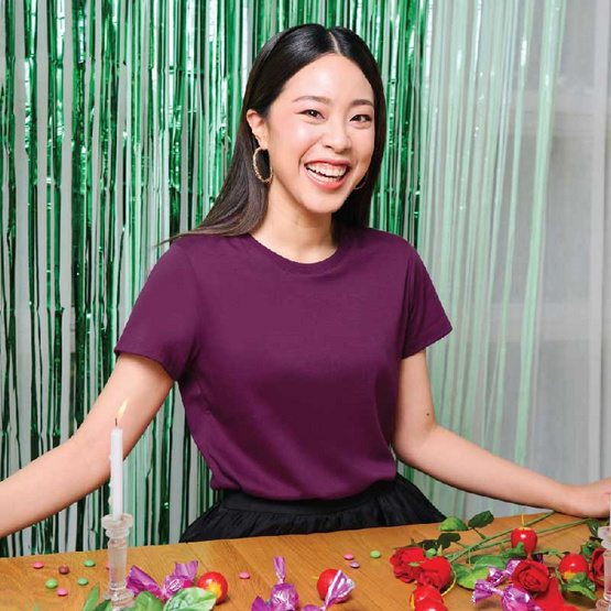 M2S Lifestyle เสื้อยืดคอกลมหญิง ม่วงมังคุด