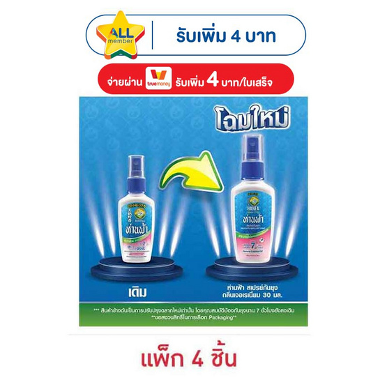 ห่านฟ้า สเปรย์กันยุง กลิ่นเจอเรเนี่ยม 30 มล.(แพ็ก 4 ชิ้น )