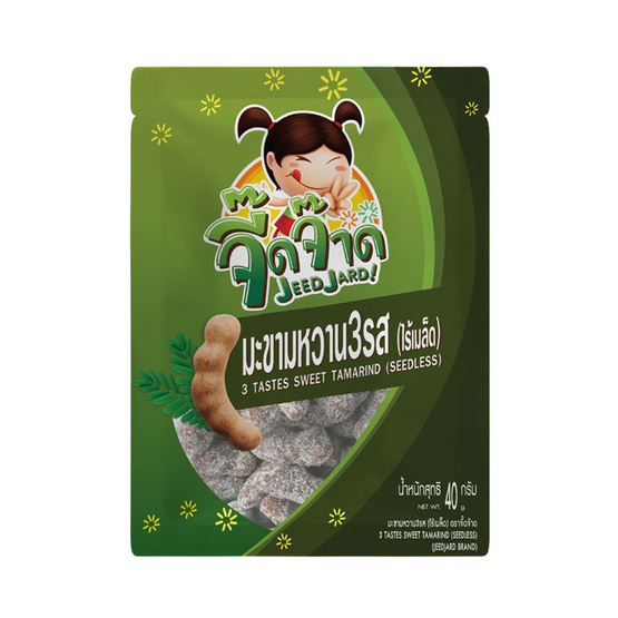 จี๊ดจ๊าด มะขามหวาน 3 รส ไร้เมล็ด 40 กรัม (แพ็ก 6 ชิ้น)