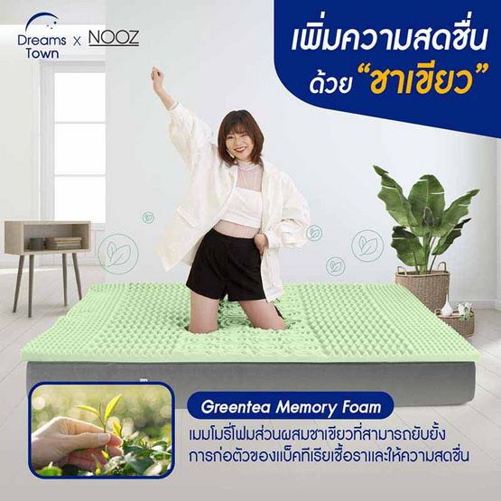 Nooz ท็อปเปอร์เมมโมรี่โฟม รุ่น Ergo Series Green Tea