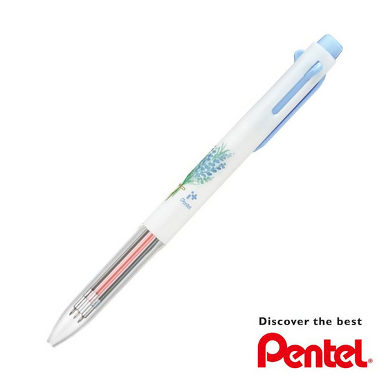 Pentel ปากกาพร้อมไส้ 3ระบบ iPlus Botanical ด้ามสีฟ้า