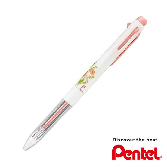 Pentel ปากกาพร้อมไส้ 3ระบบ iPlus Botanical ด้ามสีชมพู