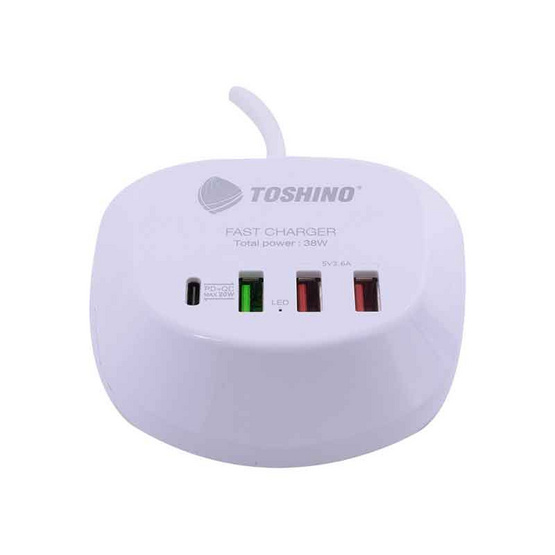 Toshino ปลั๊ก PD + QC 20W + 2USB 3.6A สาย 1.2 เมตร รุ่น TS-1PD