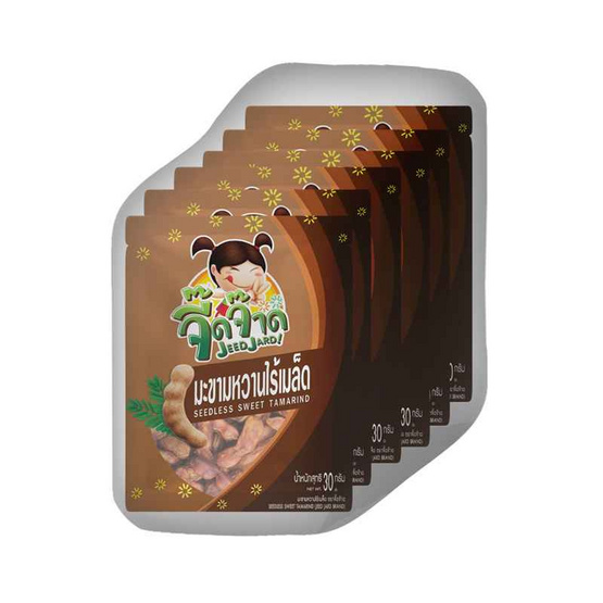 จี๊ดจ๊าด มะขามหวานไร้เมล็ด 30 กรัม (แพ็ก 6 ชิ้น)