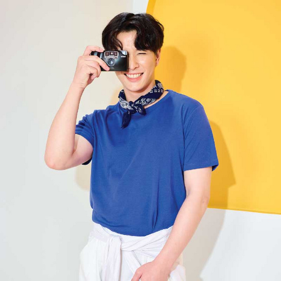 M2S Lifestyle เสื้อยืดคอกลมชาย ส้มนีออน GDM