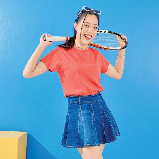 M2S Lifestyle เสื้อยืดคอกลมหญิง ส้มนีออน GDM
