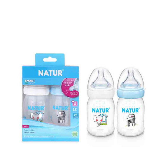 Natur ขวดนมสมาร์ทไบโอมิมิคพิมพ์ลาย PP 5 OZ. แพ็ก 2