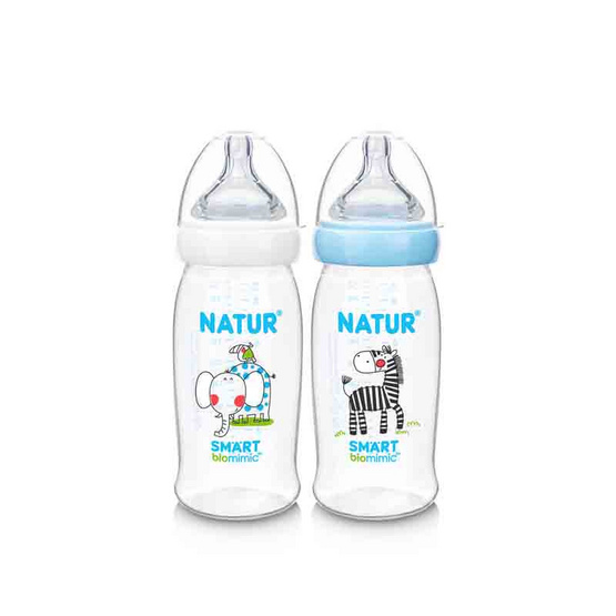 Natur ขวดนมสมาร์ทไบโอมิมิคพิมพ์ลาย PP 9 OZ. แพ็ก 2