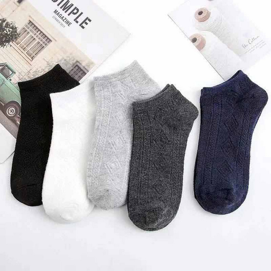 CC SOCK ถุงเท้าผู้ชาย สีพื้น J6 แพ็ก 5 คู่