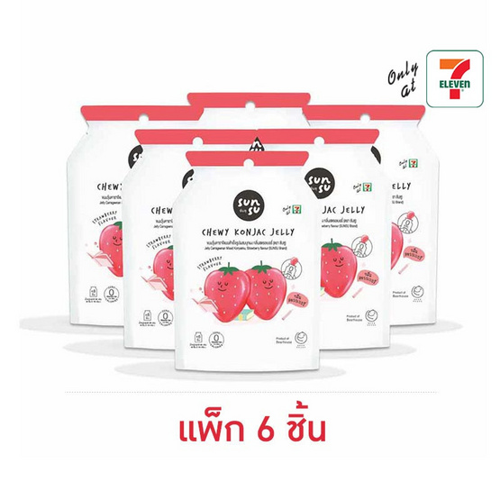 ซันซุ เยลลี่ผสมบุกกลิ่นสตรอเบอรี่ 96 กรัม (แพ็ก 6 ชิ้น)