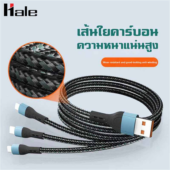 HALE HC-19 สายชาร์จเร็ว 100W 3-in-1 1M