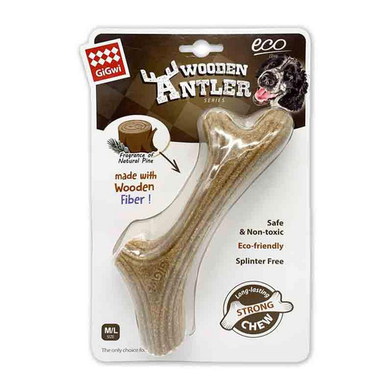 GiGwi Wooden Antler เขากวางแทะเล่นสำหรับสุนัข ทำจากไม้จริง (M/L)