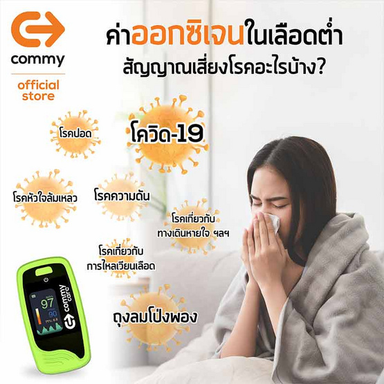 Commy เครื่องวัดออกซิเจนปลายนิ้ว