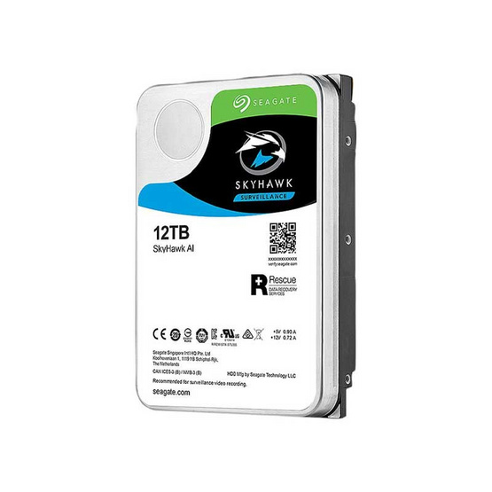 Seagate ฮาร์ดดิสก์ SkyHawk AI 3.5 นิ้ว Cache 256MB 7200RPM 12TB (ST12000VE001)