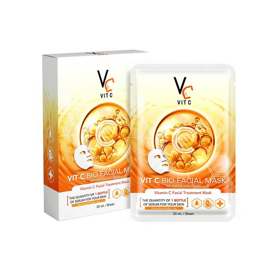 Ratcha Life แผ่นมาส์กหน้า Vit C Bio Facial Mask 33 มล. (แพ็ก 6 ชิ้น)