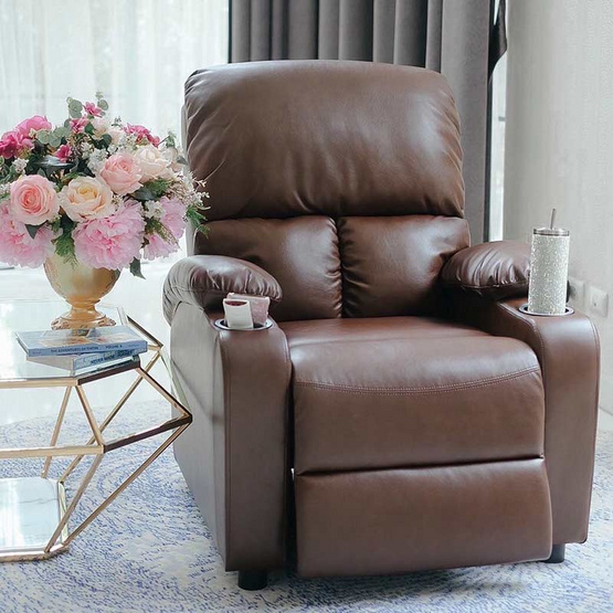 Hot Deal Furniture Recliner Relax หุ้มหนังสังเคราะห์เกรดA พร้อมที่วางแก้วอย่างดี