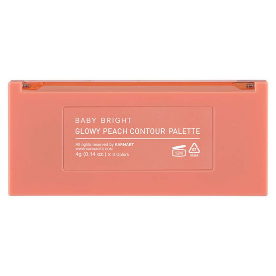 Baby Bright ไฮไลท์และคอนทัวร์ Glowy Peach Contour Palette 4 กรัม x 3 สี