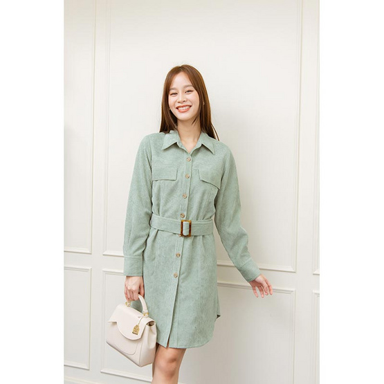 ALL BEAUTE Chaya Dress Shirt สีเขียว