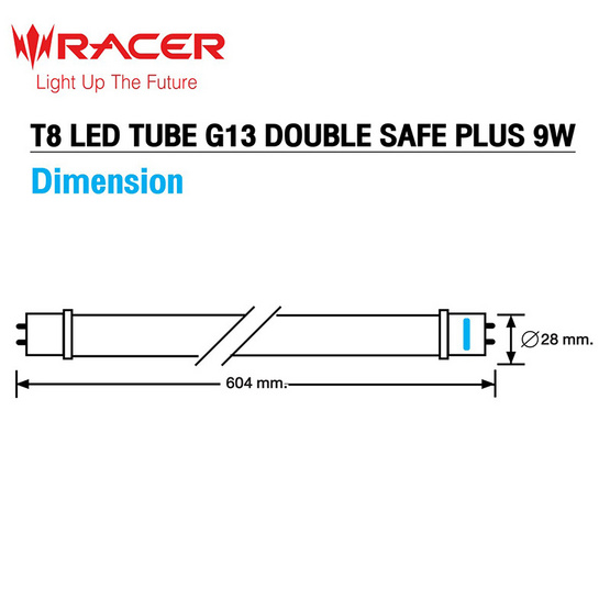 หลอดไฟ Racer LED Tube 9W new