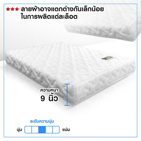 Hot Deal Furniture ที่นอนสปริงไร้ขอบ นุ่มสบาย ผ้ากันไรฝุ่น หนา 9 นิ้ว