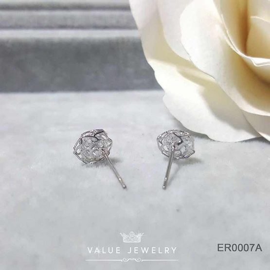 ValueJewelry ต่างหูแป้น ลายกุหลาบ Rose Camellia เครื่องประดับ ER0007 ValueJewelry