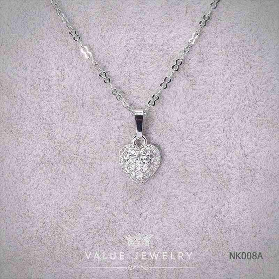 ValueJewelry สร้อยคอพร้อมจี้ ฝังคริสตัลแท้ ลายหัวใจ ขนาดพอเหมาะ  NK008