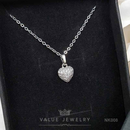 ValueJewelry สร้อยคอพร้อมจี้ ฝังคริสตัลแท้ ลายหัวใจ ขนาดพอเหมาะ  NK008