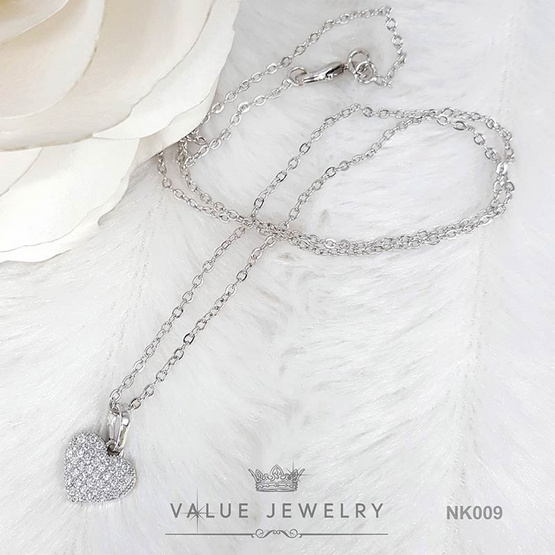 ValueJewelry สร้อยคอพร้อมจี้ ฝังคริสตัลละเอียด ลายหัวใจ ขนาดพอเหมาะ  NK009