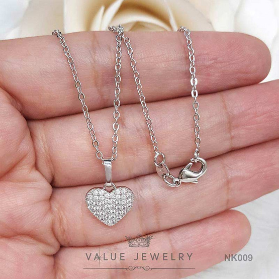 ValueJewelry สร้อยคอพร้อมจี้ ฝังคริสตัลละเอียด ลายหัวใจ ขนาดพอเหมาะ  NK009