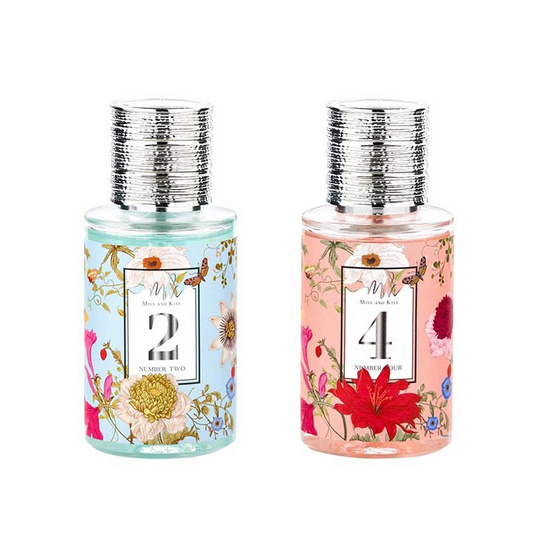 Miss and Kiss Perfume 35 มล No.4 หอมหวานกลิ่นดอกไม้ + No.2 หอมกลิ่นเฟรชสดชื่น(แพ็ก 2 ชิ้น)