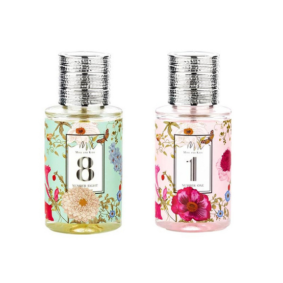 Miss and Kiss Perfume 35 มล No.1 หอมหวานกลิ่นคุณหนู + No.8 หอมกลิ่นธรรมชาติ (แพ็ก 2 ชิ้น)