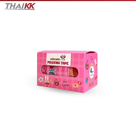 ThaiKK Masking Tape เทปวาชิ เเฟนซี แฮปปี้พิงค์ 15mmx2m (แพ็ก 4 กล่อง)