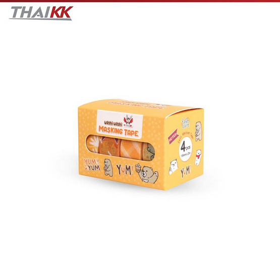 ThaiKK Masking Tape เทปวาชิ เเฟนซี ยัมมี่ เยลโล่ 15mmx2m (แพ็ก 4 กล่อง)