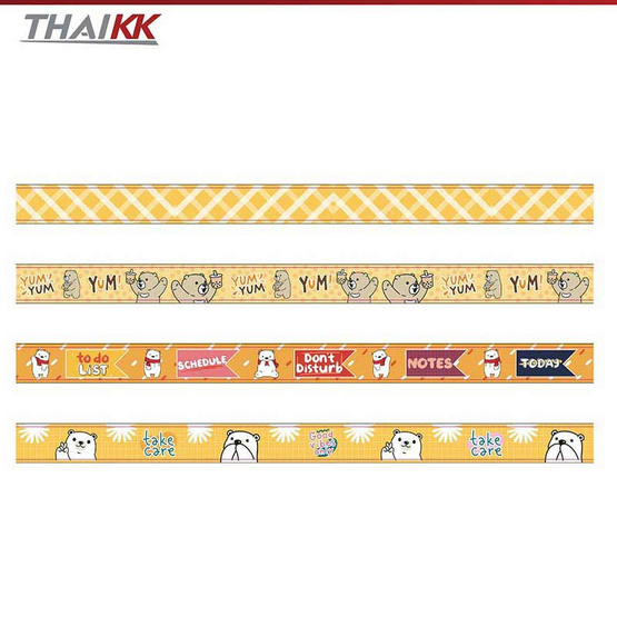 ThaiKK Masking Tape เทปวาชิ เเฟนซี ยัมมี่ เยลโล่ 15mmx2m (แพ็ก 4 กล่อง)